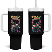 Retro Kawaii Ramen Cat Graphic Tumbler With Handle Cute Anime Japanese Japan Inspo - Wonder Print Shop
