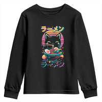Retro Kawaii Ramen Cat Graphic Youth Sweatshirt Cute Anime Japanese Japan Inspo - Wonder Print Shop