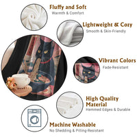 Sarcastic Black Cat Eating Ramen Throw Blanket Funny Japanese Kawaii Cats Anime Graphic - Wonder Print Shop