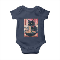 Sarcastic Black Cat Eating Ramen Baby Onesie Funny Japanese Kawaii Cats Anime Graphic - Wonder Print Shop
