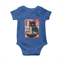 Sarcastic Black Cat Eating Ramen Baby Onesie Funny Japanese Kawaii Cats Anime Graphic - Wonder Print Shop