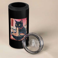 Sarcastic Black Cat Eating Ramen 4 in 1 Can Cooler Tumbler Funny Japanese Kawaii Cats Anime Graphic - Wonder Print Shop