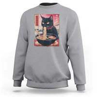 Sarcastic Black Cat Eating Ramen Sweatshirt Funny Japanese Kawaii Cats Anime Graphic - Wonder Print Shop