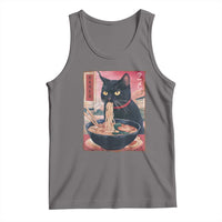 Sarcastic Black Cat Eating Ramen Tank Top Funny Japanese Kawaii Cats Anime Graphic - Wonder Print Shop