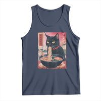 Sarcastic Black Cat Eating Ramen Tank Top Funny Japanese Kawaii Cats Anime Graphic - Wonder Print Shop