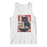 Sarcastic Black Cat Eating Ramen Tank Top Funny Japanese Kawaii Cats Anime Graphic - Wonder Print Shop