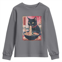 Sarcastic Black Cat Eating Ramen Youth Sweatshirt Funny Japanese Kawaii Cats Anime Graphic - Wonder Print Shop