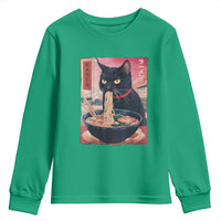 Sarcastic Black Cat Eating Ramen Youth Sweatshirt Funny Japanese Kawaii Cats Anime Graphic - Wonder Print Shop