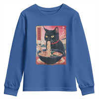 Sarcastic Black Cat Eating Ramen Youth Sweatshirt Funny Japanese Kawaii Cats Anime Graphic - Wonder Print Shop