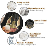 Kawaii Black Cat Eating Ramen Throw Blanket Funny Graphic Japanese Kawaii Anime Inspo - Wonder Print Shop