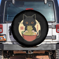 Kawaii Black Cat Eating Ramen Spare Tire Cover Funny Graphic Japanese Kawaii Anime Inspo - Wonder Print Shop