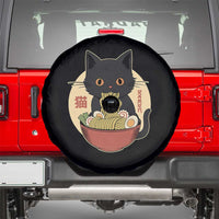 Kawaii Black Cat Eating Ramen Spare Tire Cover Funny Graphic Japanese Kawaii Anime Inspo - Wonder Print Shop