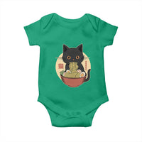 Kawaii Black Cat Eating Ramen Baby Onesie Funny Graphic Japanese Kawaii Anime Inspo - Wonder Print Shop