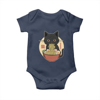 Kawaii Black Cat Eating Ramen Baby Onesie Funny Graphic Japanese Kawaii Anime Inspo - Wonder Print Shop