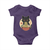 Kawaii Black Cat Eating Ramen Baby Onesie Funny Graphic Japanese Kawaii Anime Inspo - Wonder Print Shop