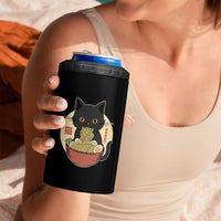 Kawaii Black Cat Eating Ramen 4 in 1 Can Cooler Tumbler Funny Graphic Japanese Kawaii Anime Inspo - Wonder Print Shop
