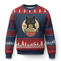 Kawaii Black Cat Eating Ramen Ugly Christmas Sweater Funny Graphic Japanese Kawaii Anime Inspo - Wonder Print Shop