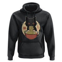 Kawaii Black Cat Eating Ramen Hoodie Funny Graphic Japanese Kawaii Anime Inspo - Wonder Print Shop