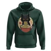 Kawaii Black Cat Eating Ramen Hoodie Funny Graphic Japanese Kawaii Anime Inspo - Wonder Print Shop
