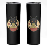 Kawaii Black Cat Eating Ramen Skinny Tumbler Funny Graphic Japanese Kawaii Anime Inspo - Wonder Print Shop