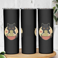 Kawaii Black Cat Eating Ramen Skinny Tumbler Funny Graphic Japanese Kawaii Anime Inspo - Wonder Print Shop