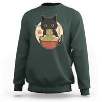 Kawaii Black Cat Eating Ramen Sweatshirt Funny Graphic Japanese Kawaii Anime Inspo - Wonder Print Shop