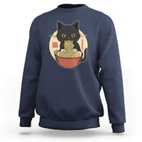 Kawaii Black Cat Eating Ramen Sweatshirt Funny Graphic Japanese Kawaii Anime Inspo - Wonder Print Shop