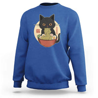 Kawaii Black Cat Eating Ramen Sweatshirt Funny Graphic Japanese Kawaii Anime Inspo - Wonder Print Shop