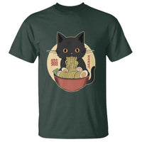 Kawaii Black Cat Eating Ramen T Shirt Funny Graphic Japanese Kawaii Anime Inspo - Wonder Print Shop