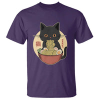 Kawaii Black Cat Eating Ramen T Shirt Funny Graphic Japanese Kawaii Anime Inspo - Wonder Print Shop