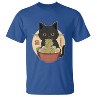 Kawaii Black Cat Eating Ramen T Shirt Funny Graphic Japanese Kawaii Anime Inspo - Wonder Print Shop
