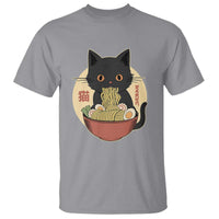 Kawaii Black Cat Eating Ramen T Shirt Funny Graphic Japanese Kawaii Anime Inspo - Wonder Print Shop