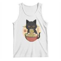 Kawaii Black Cat Eating Ramen Tank Top Funny Graphic Japanese Kawaii Anime Inspo - Wonder Print Shop