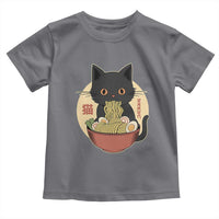 Kawaii Black Cat Eating Ramen Toddler T Shirt Funny Graphic Japanese Kawaii Anime Inspo - Wonder Print Shop