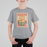 Funny Orange Cat Eating Ramen T Shirt For Kid Japanese Vintage Graphic Kawaii Anime - Wonder Print Shop