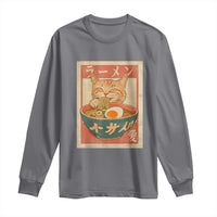 Funny Orange Cat Eating Ramen Long Sleeve Shirt Japanese Vintage Graphic Kawaii Anime - Wonder Print Shop