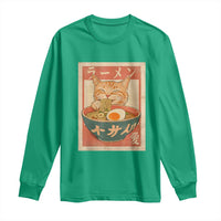 Funny Orange Cat Eating Ramen Long Sleeve Shirt Japanese Vintage Graphic Kawaii Anime - Wonder Print Shop