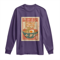 Funny Orange Cat Eating Ramen Long Sleeve Shirt Japanese Vintage Graphic Kawaii Anime - Wonder Print Shop