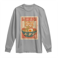 Funny Orange Cat Eating Ramen Long Sleeve Shirt Japanese Vintage Graphic Kawaii Anime - Wonder Print Shop