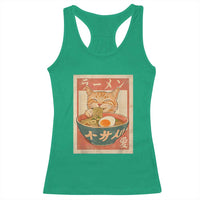 Funny Orange Cat Eating Ramen Racerback Tank Top Japanese Vintage Graphic Kawaii Anime - Wonder Print Shop