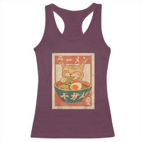 Funny Orange Cat Eating Ramen Racerback Tank Top Japanese Vintage Graphic Kawaii Anime - Wonder Print Shop