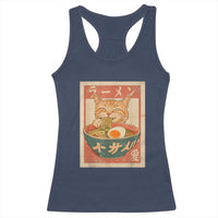 Funny Orange Cat Eating Ramen Racerback Tank Top Japanese Vintage Graphic Kawaii Anime - Wonder Print Shop