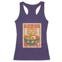 Funny Orange Cat Eating Ramen Racerback Tank Top Japanese Vintage Graphic Kawaii Anime - Wonder Print Shop