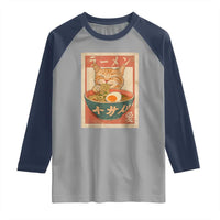 Funny Orange Cat Eating Ramen Raglan Shirt Japanese Vintage Graphic Kawaii Anime - Wonder Print Shop