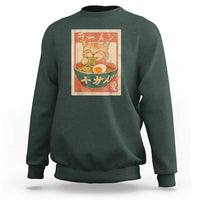 Funny Orange Cat Eating Ramen Sweatshirt Japanese Vintage Graphic Kawaii Anime - Wonder Print Shop