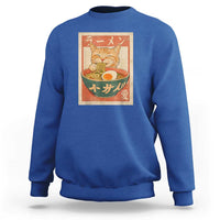 Funny Orange Cat Eating Ramen Sweatshirt Japanese Vintage Graphic Kawaii Anime - Wonder Print Shop