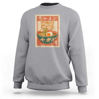 Funny Orange Cat Eating Ramen Sweatshirt Japanese Vintage Graphic Kawaii Anime - Wonder Print Shop