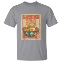 Funny Orange Cat Eating Ramen T Shirt Japanese Vintage Graphic Kawaii Anime - Wonder Print Shop