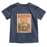 Funny Orange Cat Eating Ramen Toddler T Shirt Japanese Vintage Graphic Kawaii Anime - Wonder Print Shop