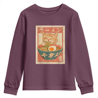 Funny Orange Cat Eating Ramen Youth Sweatshirt Japanese Vintage Graphic Kawaii Anime - Wonder Print Shop